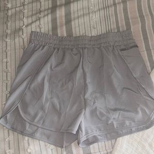 Light grey work out shorts with built in underwear